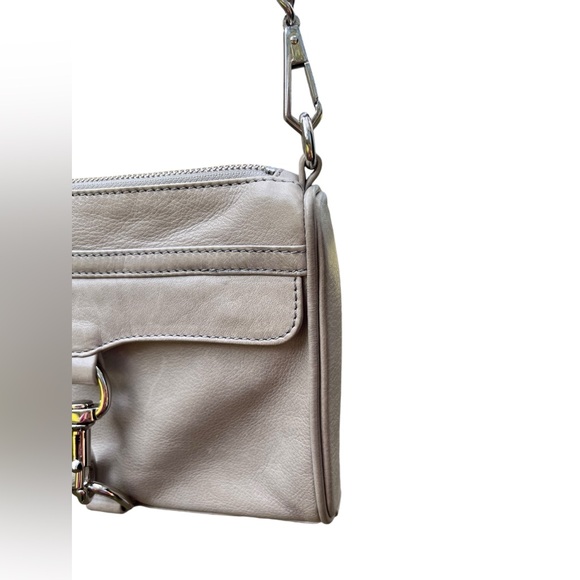 Rebecca Minkoff Gray Leather Mini Mac Crossbody Bag Silver Chain - Picture 6 of 16